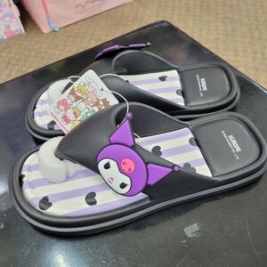 Brand New Sanrio Kuromi Black Heart Slippers US 7